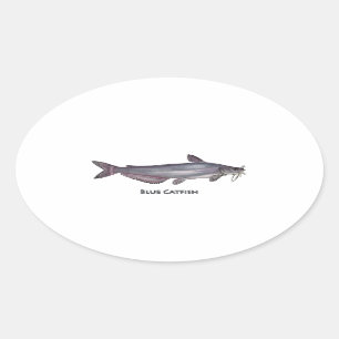 Logotyp av blåfenad fisk ovalt klistermärke