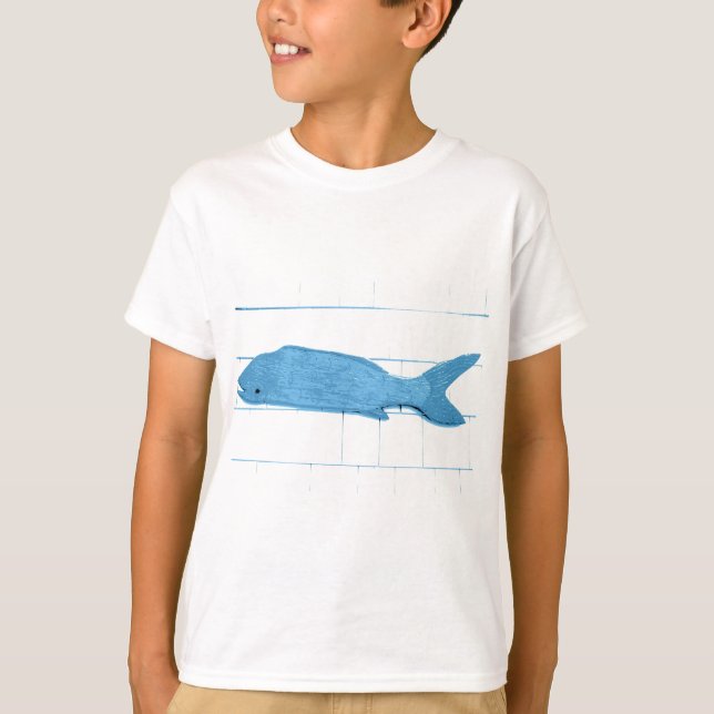 logotyp av blåfenad fisk tee shirt (Framsida)