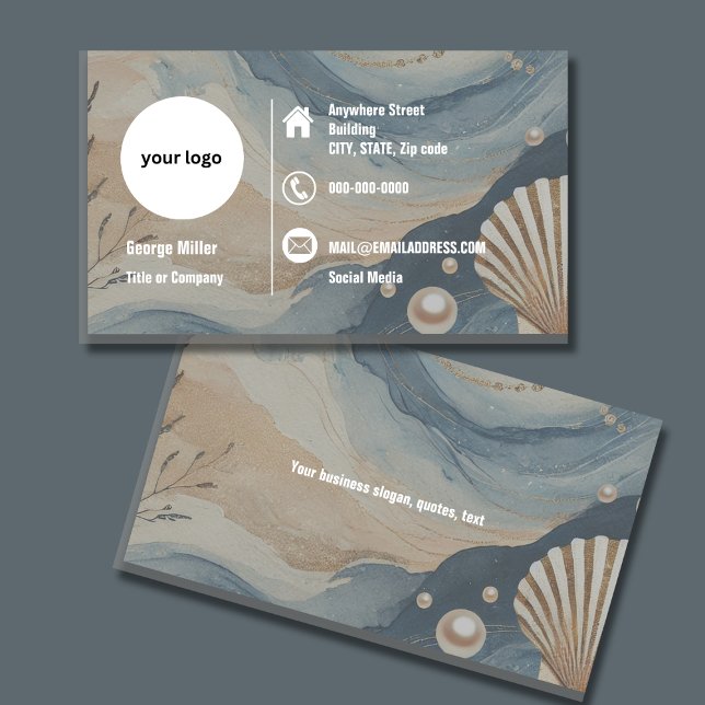 logotyp av blått kustnära elegant med minimalistis visitkort (Skapare uppladdad)