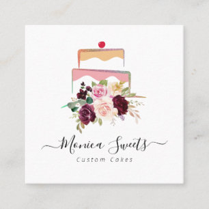 logotyp av blommigt i cakery fyrkantigt visitkort