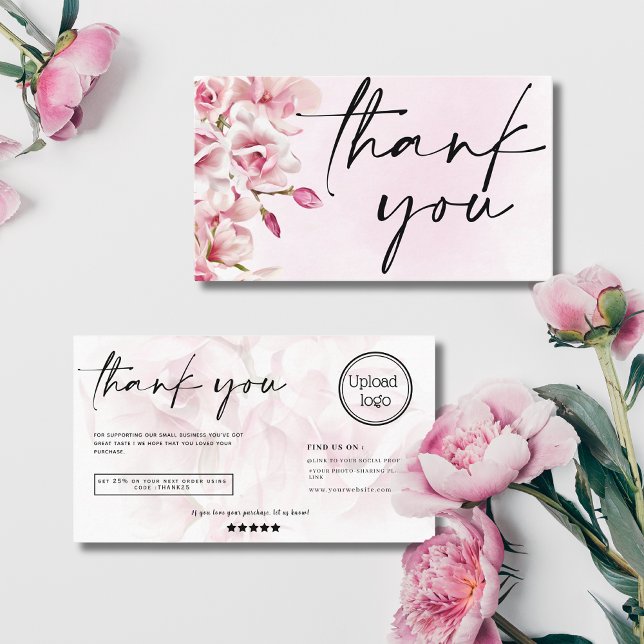 logotyp av blommigt-pastellskriptorder tack för ro visitkort (Skapare uppladdad)