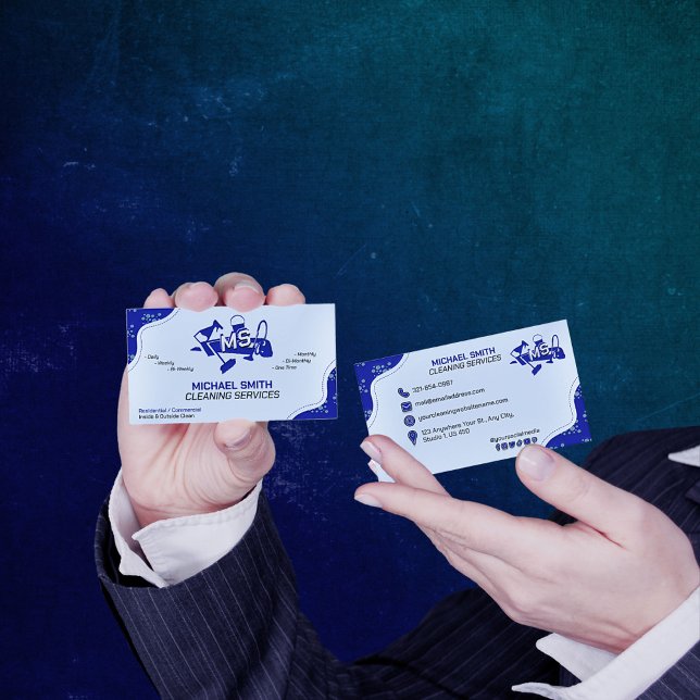 Logotyp av Blue Städning Services Professionell Mo Visitkort (Skapare uppladdad)
