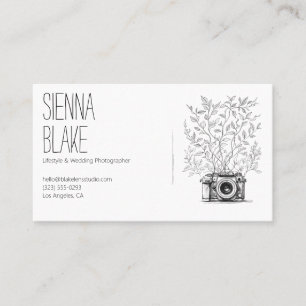 Logotyp av botaniska kameror, fotograf QR-kod Visitkort