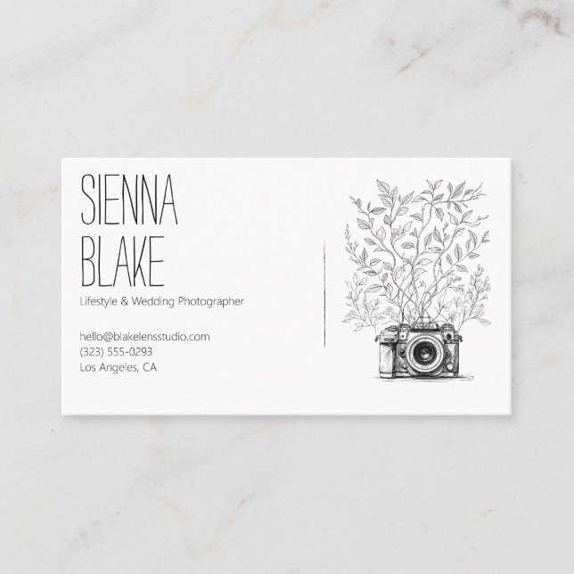 Logotyp av botaniska kameror, fotograf QR-kod Visitkort (Framsida)