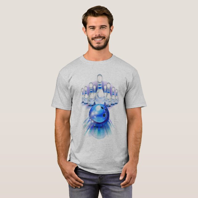Logotyp av Bowling Strejka Stift Bollar Game T Shirt (Hel framsida)
