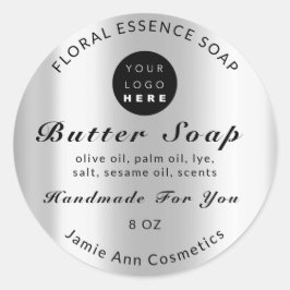 Logotyp av butelsoap-kosmetikaprodukt som handhas runt klistermärke