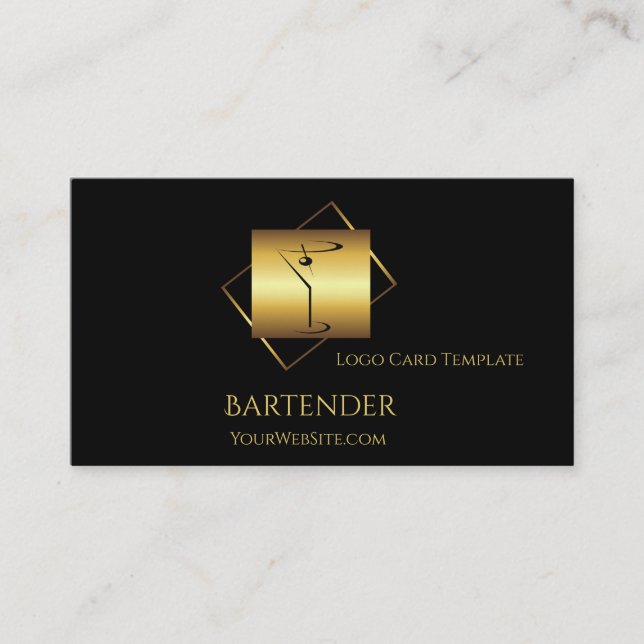 logotyp av Classy guld martini bartender Visitkort (Framsida)