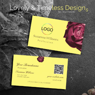 Logotyp av den enkla Gulten Cute Vin och QR-kod Visitkort
