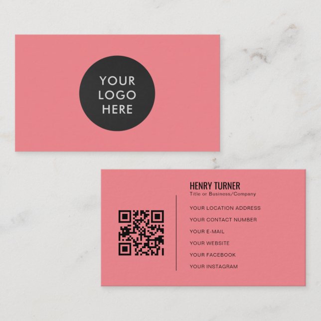 Logotyp av enkel Professionell QR-kod Rosa Company Visitkort (Fram/baksida)