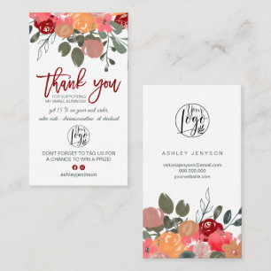 Logotyp av färgen Fall red blommigt - tack Visitkort