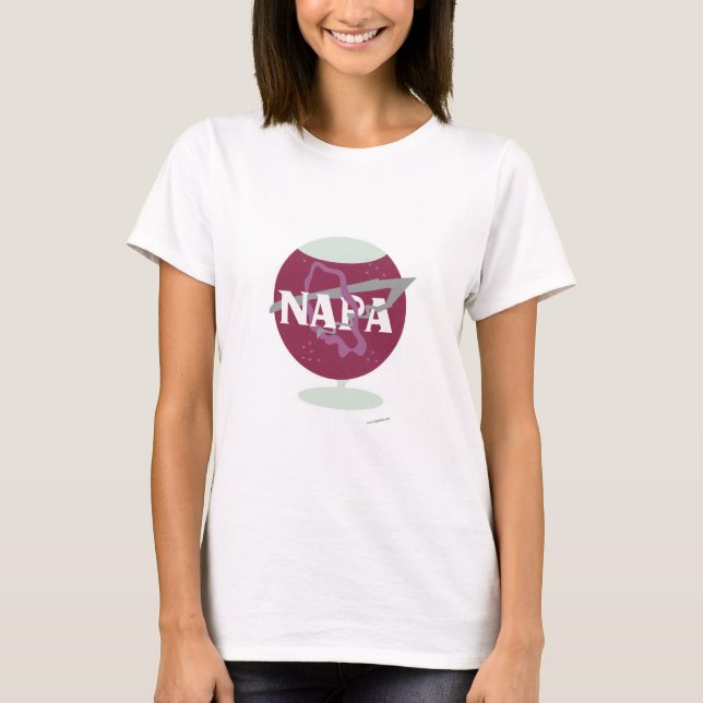 Logotyp av glaset Napa Space Stil Vin T Shirt (Framsida)