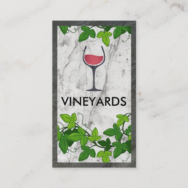 Logotyp av glaset vin | White Marble | Vinsterna Visitkort (Framsida)