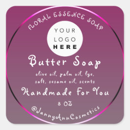 Logotyp av Grått av Rosa av buttersoap-kosmetikaha Fyrkantigt Klistermärke