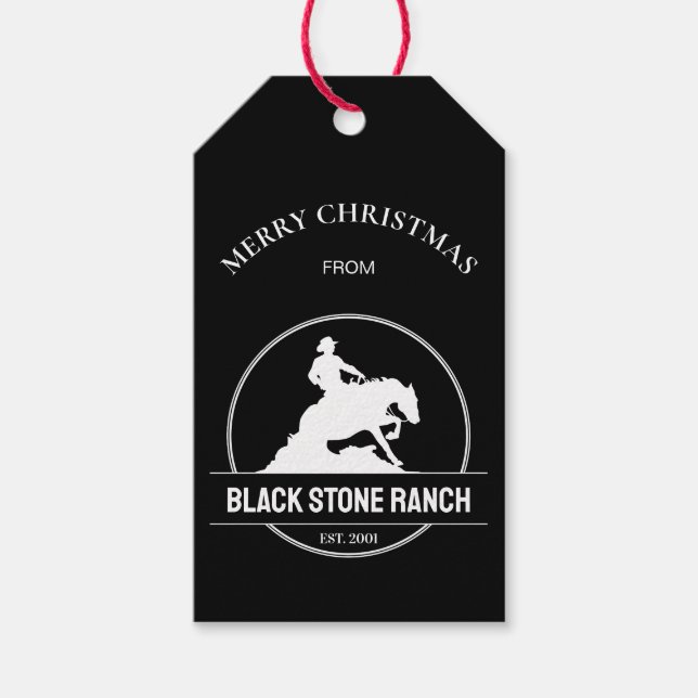 Logotyp av hästranch-märkning för julfirande presentetikett (Framsidan)