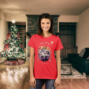 Logotyp av julrött guld-bauble-team t shirt
