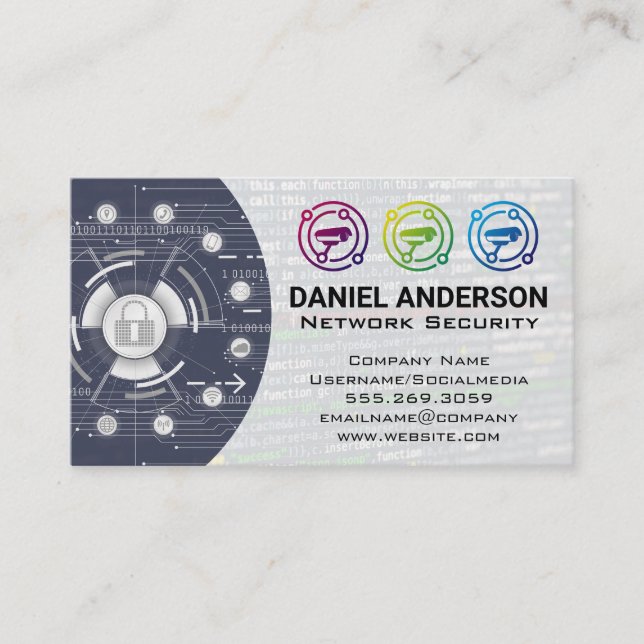 Logotyp av kameror | IT-säkerhet Visitkort (Framsida)