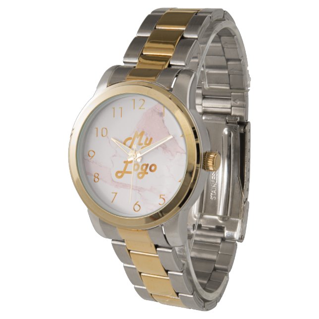logotyp av klassisk affärsmässig elegant för  rosa armbandsur (Vinklad)