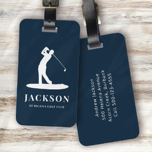 Logotyp av marin blå Personlig Monogram Golfer Bagagebricka