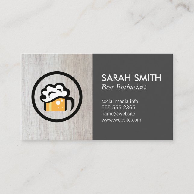 Logotyp av ölglas | Brewery | Trä Brewery Visitkort (Framsida)