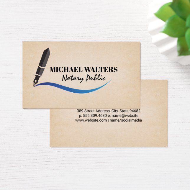 Logotyp av penna | Notarius Visitkort (Skivbord)