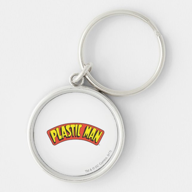 Logotyp av plastmänniska rund silverfärgad nyckelring (Framsidan)