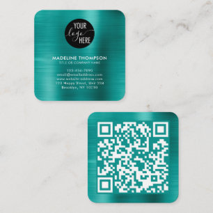 Logotyp av QR-kod för borstad metall Fyrkantigt Visitkort