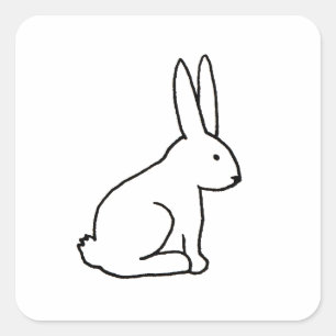 Logotyp av rabbit bunny roligt - enkel grafisk sym fyrkantigt klistermärke