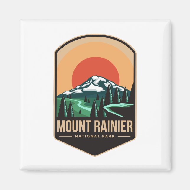 Logotyp av rainiers nationalparksemblem magnet (Framsidan)