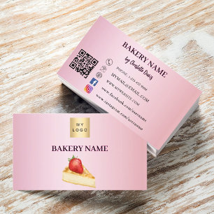 Logotyp av rosa av bakverk QR-kod Visitkort