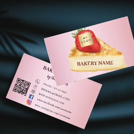 Logotyp av rosa av bakverk QR-kod Visitkort