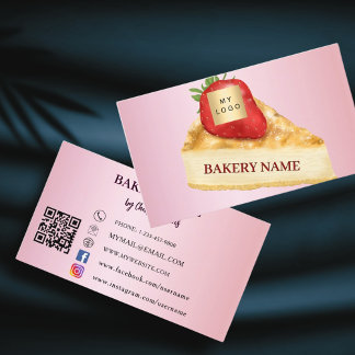 Logotyp av rosa av bakverk QR-kod Visitkort