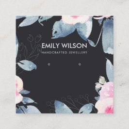 Logotyp AV SVART  BLUE-BLOMMIGT, VISNING Fyrkantigt Visitkort