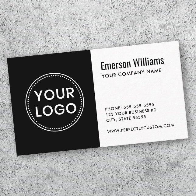 Logotyp av svart och vit anpassningsbar, modern mi visitkort (Black and white custom logo modern minimalist business card)