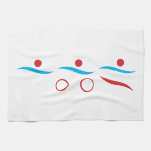 Logotyp av triatlon-coola kökshandduk