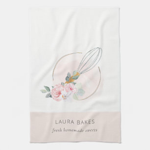 Logotyp av  vattenfärgsfärg Blommigt Chef Kökshandduk