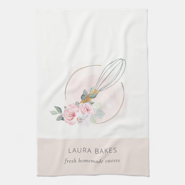 Logotyp av  vattenfärgsfärg Blommigt Chef Kökshandduk (Vertikal)