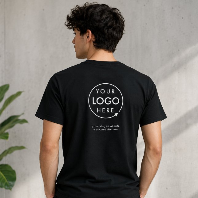Logotyp Bakre T-Shirt | Svarta Skjortor för Företa (Custom logo back T-shirts for business uniforms, staff apparel, and branded team wear.)