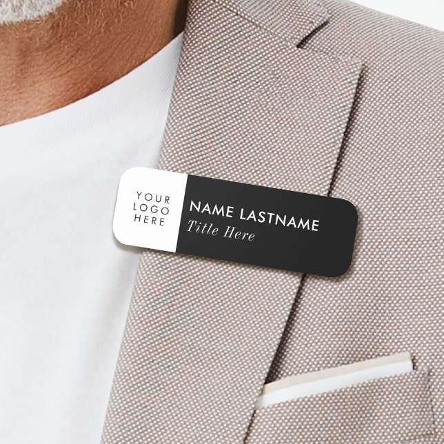 Logotyp Basic Black Business Title PIN Magnetic Namnbricka (Skapare uppladdad)