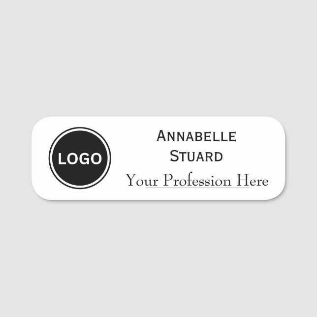 Logotyp Basic Vit Elegant Modern Namnbricka (Framsida)
