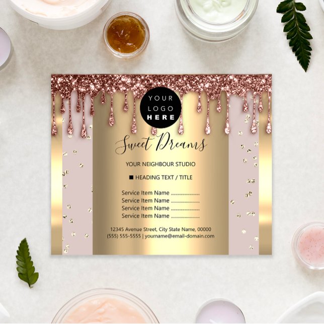 Logotyp Beauty Makeup Nagel Pris List Ro SPA Flygblad (Logo Beauty Makeup Nails Price List Rose SPA Flyer)