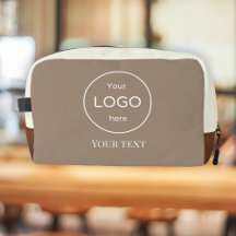 Logotyp beige brun tillbehör kosmetisk dopppåse