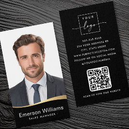 Logotyp Black faux golden wave Photo logotyp QR-ko Visitkort
