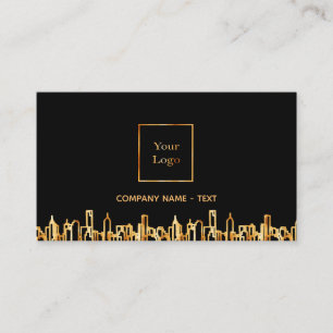 Logotyp Black guld city skyline business real gods Visitkort