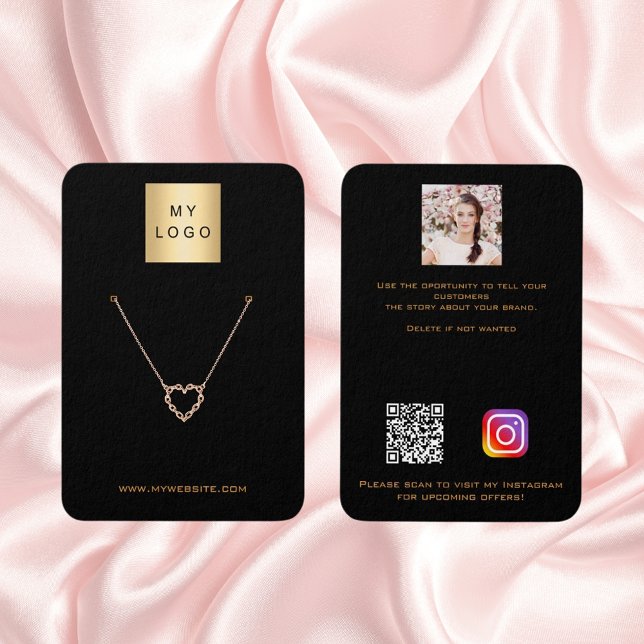 Logotyp Black guld earring jewelry Photo QR visnin Visitkort (Skapare uppladdad)