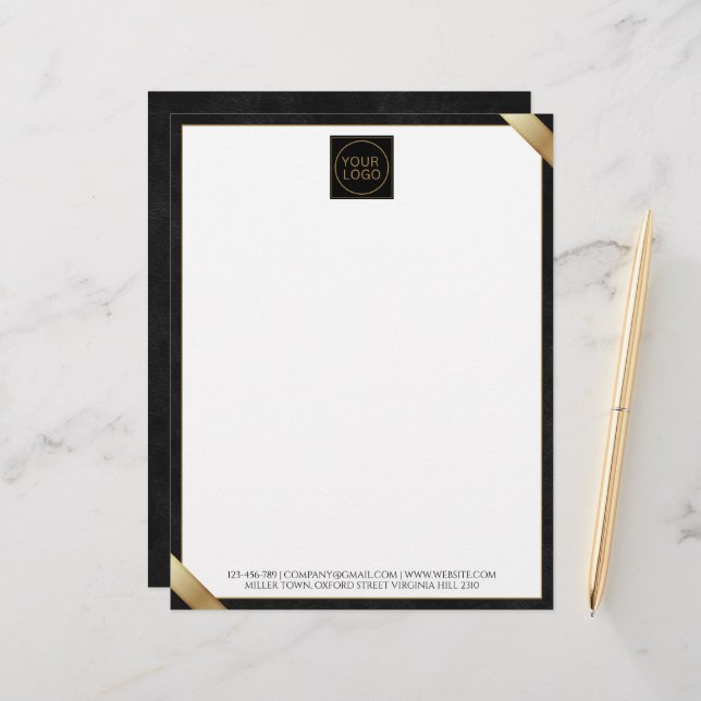 Logotyp Black Leather Premium Letterhead Brevhuvud (Fram/Back In Situ)