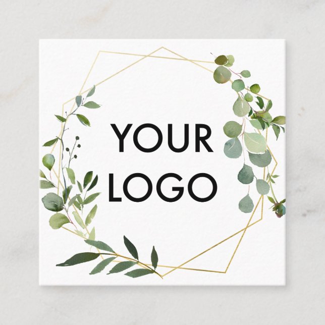 Logotyp Botanical Greenery Eucalyptus Square Fyrkantigt Visitkort (Framsida)