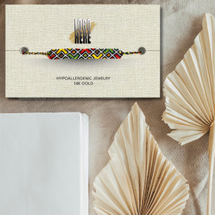 Logotyp Bracelet Visning Beige Linen affärskort Visitkort