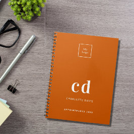 Logotyp bränd orangea monogram initialer företag anteckningsbok