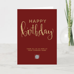 Logotyp Burgundy Elegant Faux Guld Grattis på föde Kort