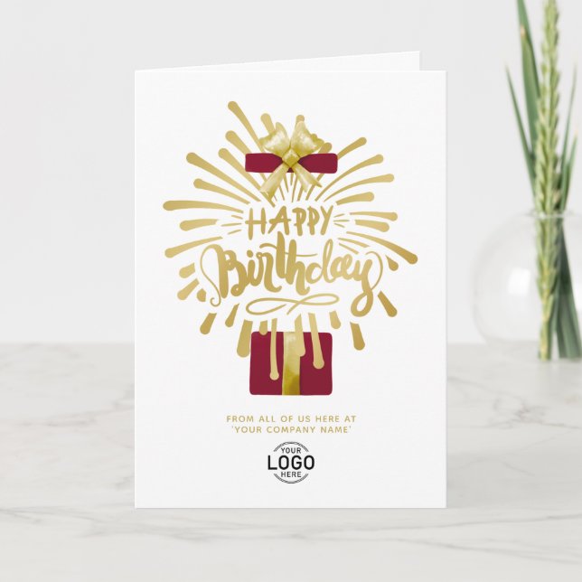Logotyp Burgundy Gift Guld Fireworks Group Birthda Kort (Framsida)